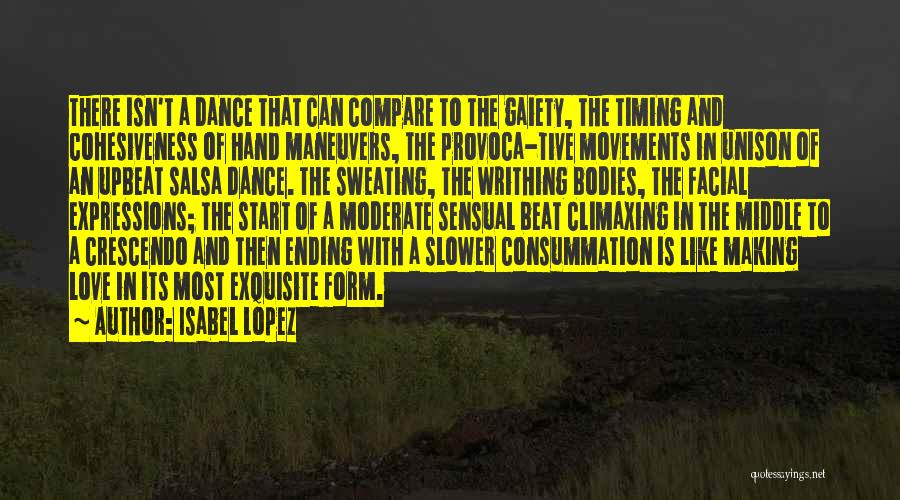 Isabel Lopez Quotes: There Isn't A Dance That Can Compare To The Gaiety, The Timing And Cohesiveness Of Hand Maneuvers, The Provoca-tive Movements