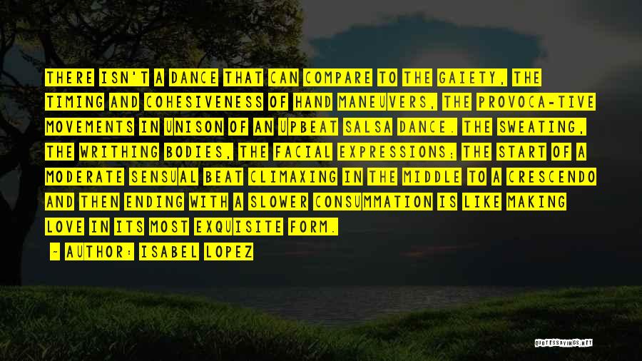 Isabel Lopez Quotes: There Isn't A Dance That Can Compare To The Gaiety, The Timing And Cohesiveness Of Hand Maneuvers, The Provoca-tive Movements