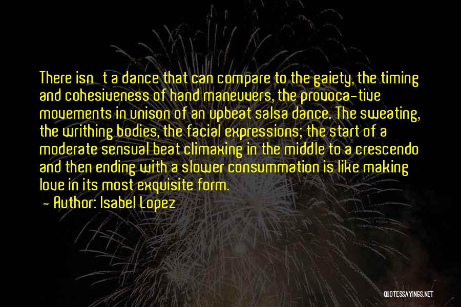 Isabel Lopez Quotes: There Isn't A Dance That Can Compare To The Gaiety, The Timing And Cohesiveness Of Hand Maneuvers, The Provoca-tive Movements