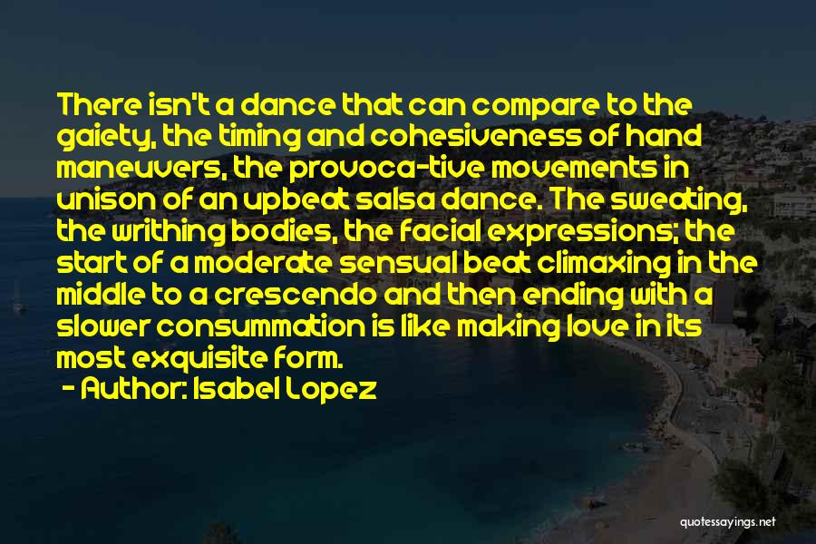 Isabel Lopez Quotes: There Isn't A Dance That Can Compare To The Gaiety, The Timing And Cohesiveness Of Hand Maneuvers, The Provoca-tive Movements