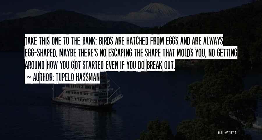 Tupelo Hassman Quotes: Take This One To The Bank: Birds Are Hatched From Eggs And Are Always Egg-shaped. Maybe There's No Escaping The
