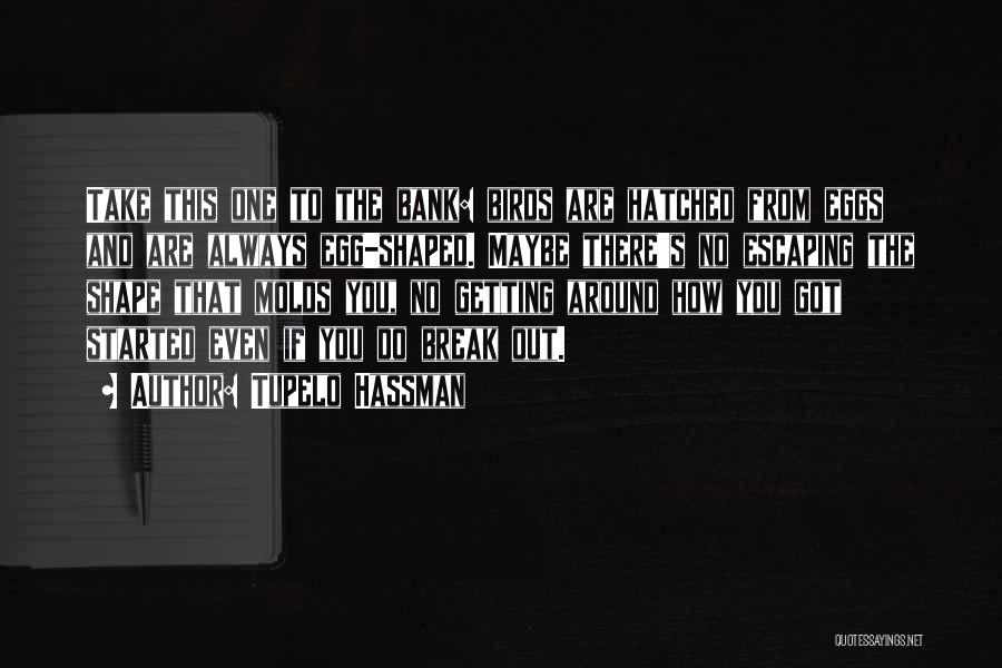 Tupelo Hassman Quotes: Take This One To The Bank: Birds Are Hatched From Eggs And Are Always Egg-shaped. Maybe There's No Escaping The