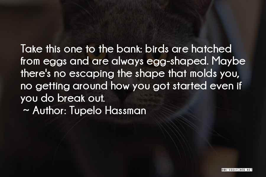 Tupelo Hassman Quotes: Take This One To The Bank: Birds Are Hatched From Eggs And Are Always Egg-shaped. Maybe There's No Escaping The