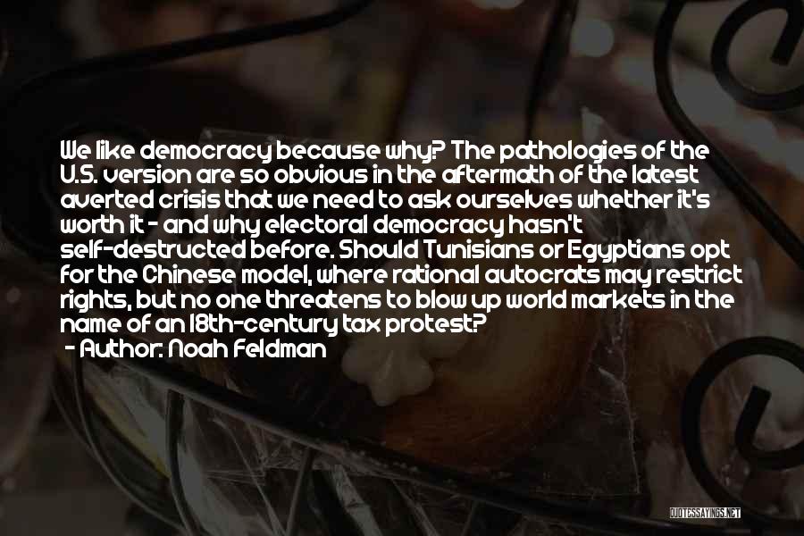 Noah Feldman Quotes: We Like Democracy Because Why? The Pathologies Of The U.s. Version Are So Obvious In The Aftermath Of The Latest