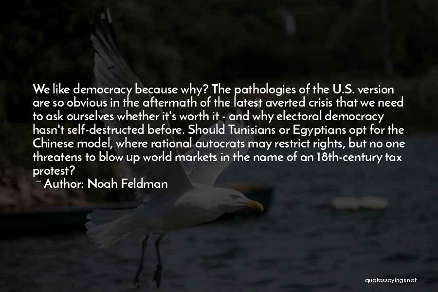 Noah Feldman Quotes: We Like Democracy Because Why? The Pathologies Of The U.s. Version Are So Obvious In The Aftermath Of The Latest