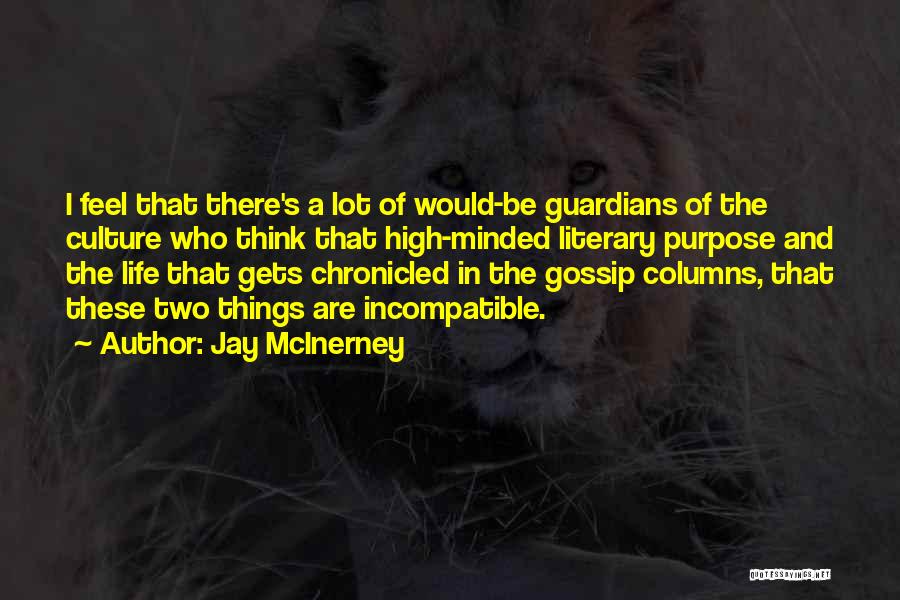 Jay McInerney Quotes: I Feel That There's A Lot Of Would-be Guardians Of The Culture Who Think That High-minded Literary Purpose And The