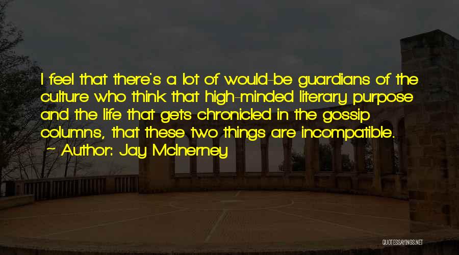 Jay McInerney Quotes: I Feel That There's A Lot Of Would-be Guardians Of The Culture Who Think That High-minded Literary Purpose And The