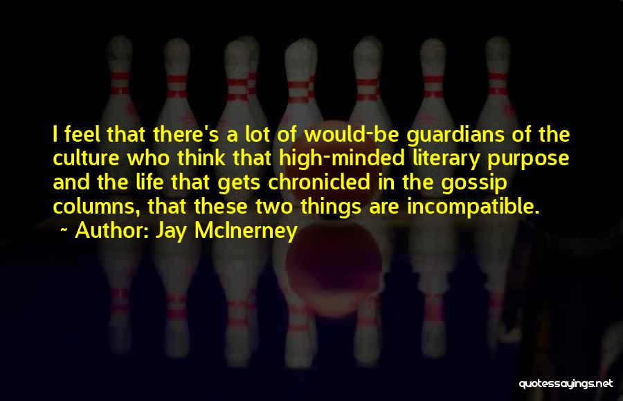 Jay McInerney Quotes: I Feel That There's A Lot Of Would-be Guardians Of The Culture Who Think That High-minded Literary Purpose And The