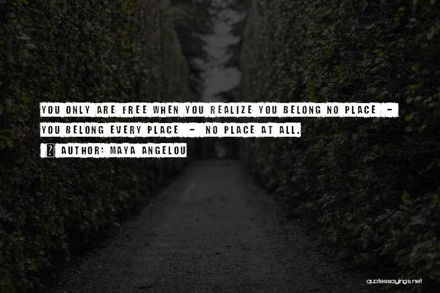 Maya Angelou Quotes: You Only Are Free When You Realize You Belong No Place - You Belong Every Place - No Place At