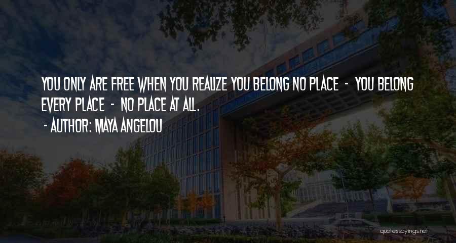 Maya Angelou Quotes: You Only Are Free When You Realize You Belong No Place - You Belong Every Place - No Place At