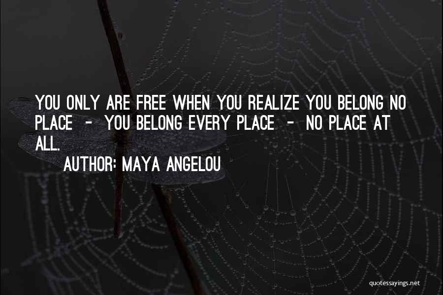 Maya Angelou Quotes: You Only Are Free When You Realize You Belong No Place - You Belong Every Place - No Place At