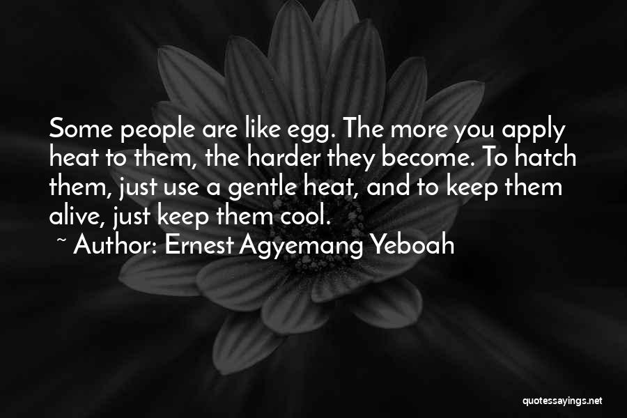 Ernest Agyemang Yeboah Quotes: Some People Are Like Egg. The More You Apply Heat To Them, The Harder They Become. To Hatch Them, Just