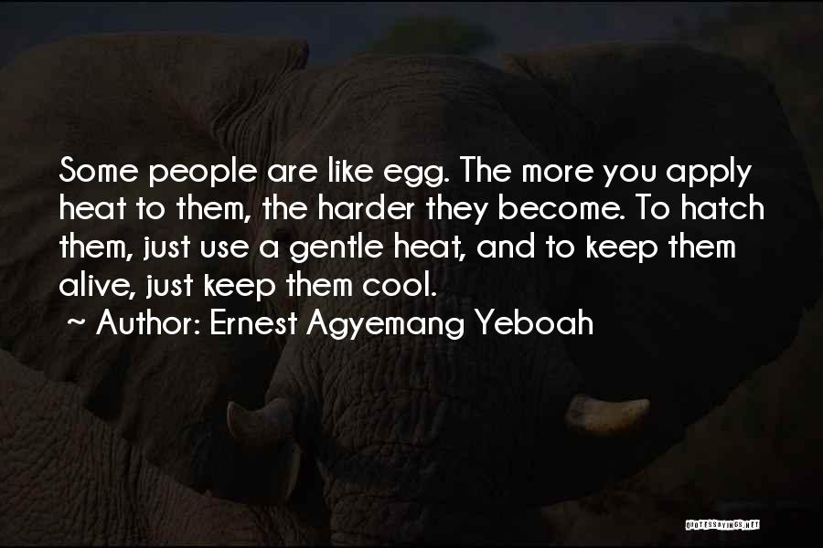 Ernest Agyemang Yeboah Quotes: Some People Are Like Egg. The More You Apply Heat To Them, The Harder They Become. To Hatch Them, Just