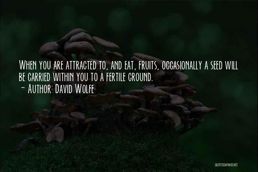 David Wolfe Quotes: When You Are Attracted To, And Eat, Fruits, Occasionally A Seed Will Be Carried Within You To A Fertile Ground.