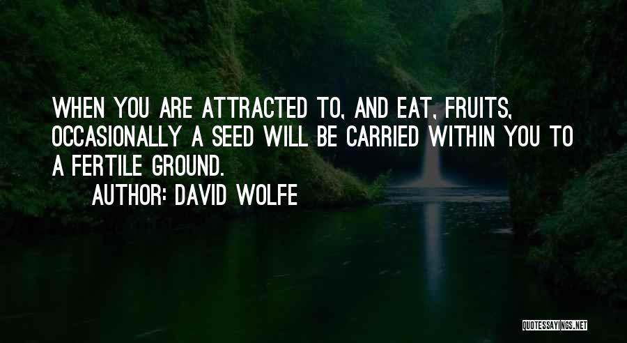 David Wolfe Quotes: When You Are Attracted To, And Eat, Fruits, Occasionally A Seed Will Be Carried Within You To A Fertile Ground.