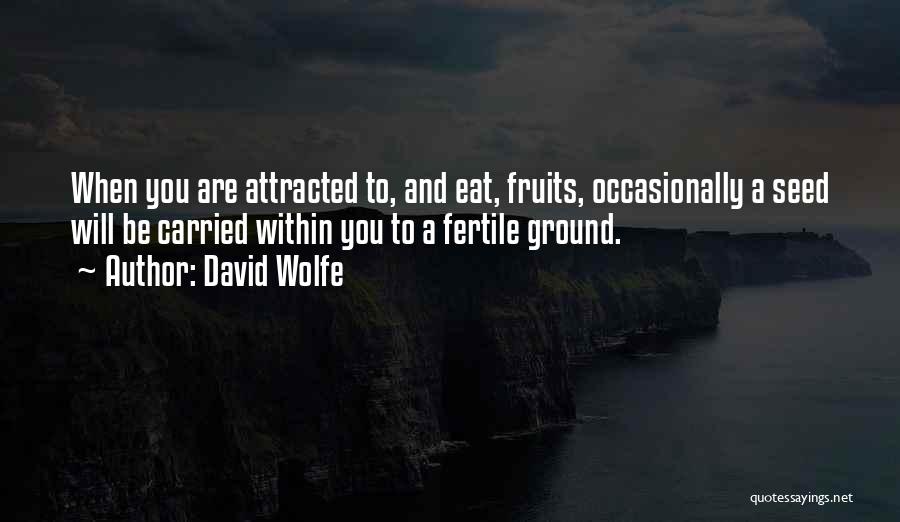 David Wolfe Quotes: When You Are Attracted To, And Eat, Fruits, Occasionally A Seed Will Be Carried Within You To A Fertile Ground.