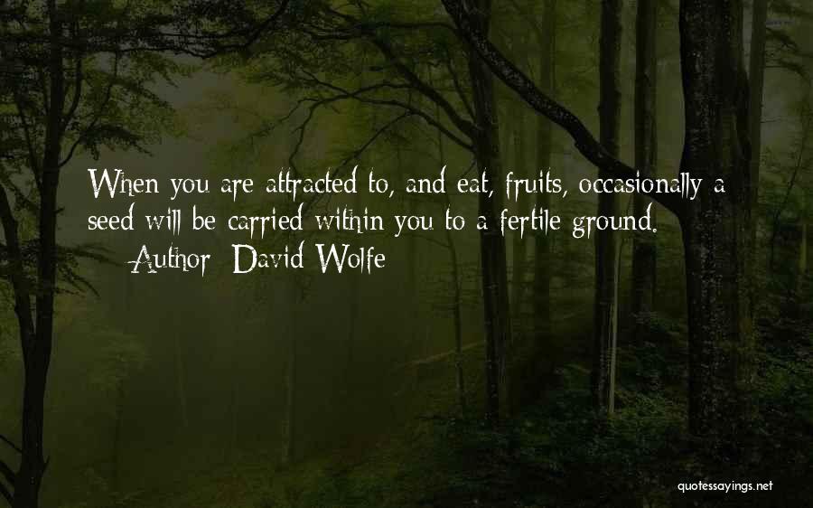 David Wolfe Quotes: When You Are Attracted To, And Eat, Fruits, Occasionally A Seed Will Be Carried Within You To A Fertile Ground.
