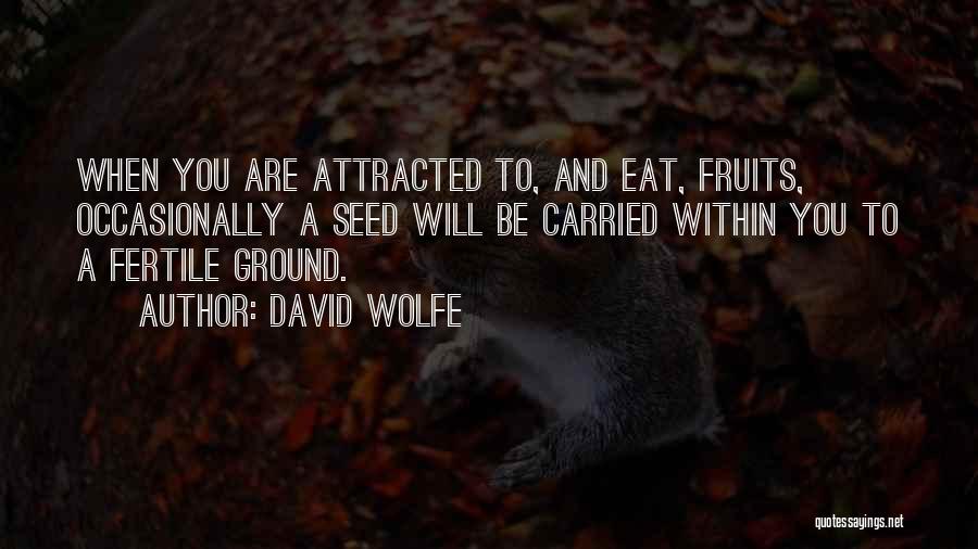 David Wolfe Quotes: When You Are Attracted To, And Eat, Fruits, Occasionally A Seed Will Be Carried Within You To A Fertile Ground.