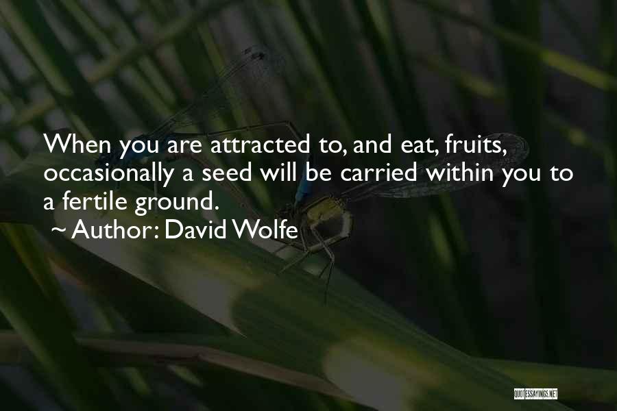 David Wolfe Quotes: When You Are Attracted To, And Eat, Fruits, Occasionally A Seed Will Be Carried Within You To A Fertile Ground.