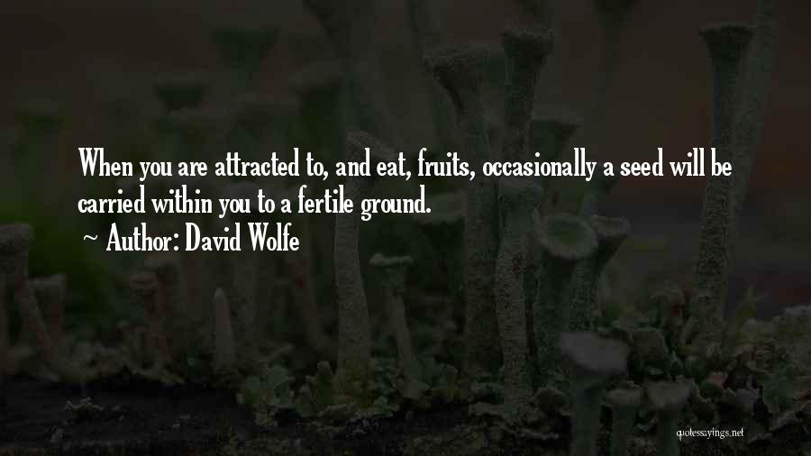 David Wolfe Quotes: When You Are Attracted To, And Eat, Fruits, Occasionally A Seed Will Be Carried Within You To A Fertile Ground.