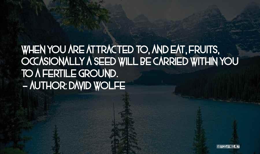 David Wolfe Quotes: When You Are Attracted To, And Eat, Fruits, Occasionally A Seed Will Be Carried Within You To A Fertile Ground.