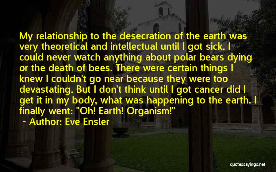 Eve Ensler Quotes: My Relationship To The Desecration Of The Earth Was Very Theoretical And Intellectual Until I Got Sick. I Could Never
