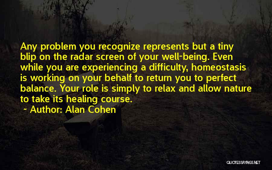 Alan Cohen Quotes: Any Problem You Recognize Represents But A Tiny Blip On The Radar Screen Of Your Well-being. Even While You Are