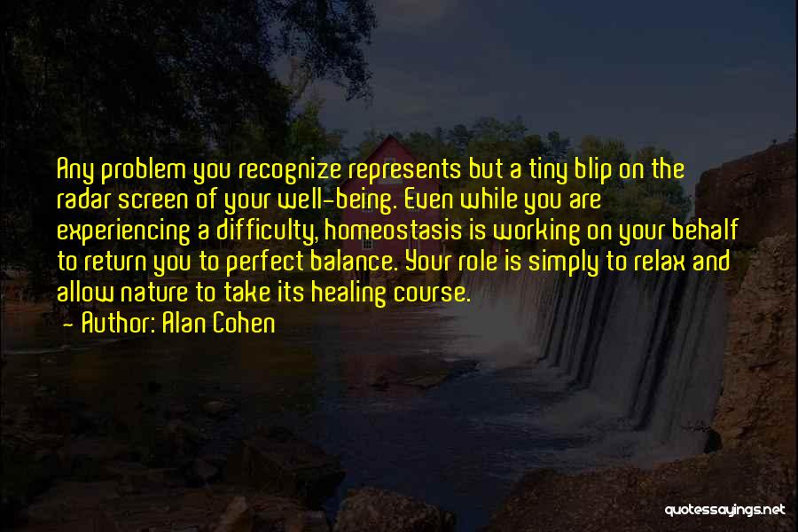 Alan Cohen Quotes: Any Problem You Recognize Represents But A Tiny Blip On The Radar Screen Of Your Well-being. Even While You Are