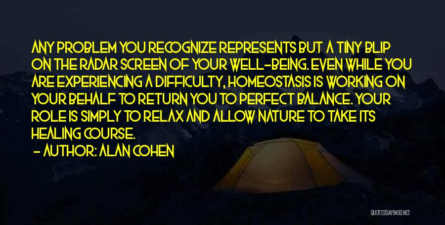 Alan Cohen Quotes: Any Problem You Recognize Represents But A Tiny Blip On The Radar Screen Of Your Well-being. Even While You Are