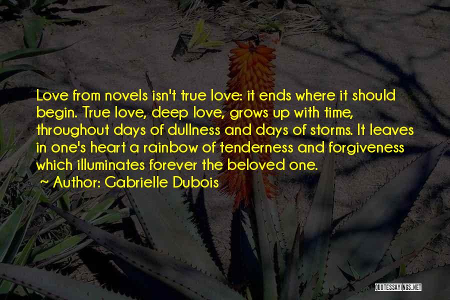 Gabrielle Dubois Quotes: Love From Novels Isn't True Love: It Ends Where It Should Begin. True Love, Deep Love, Grows Up With Time,