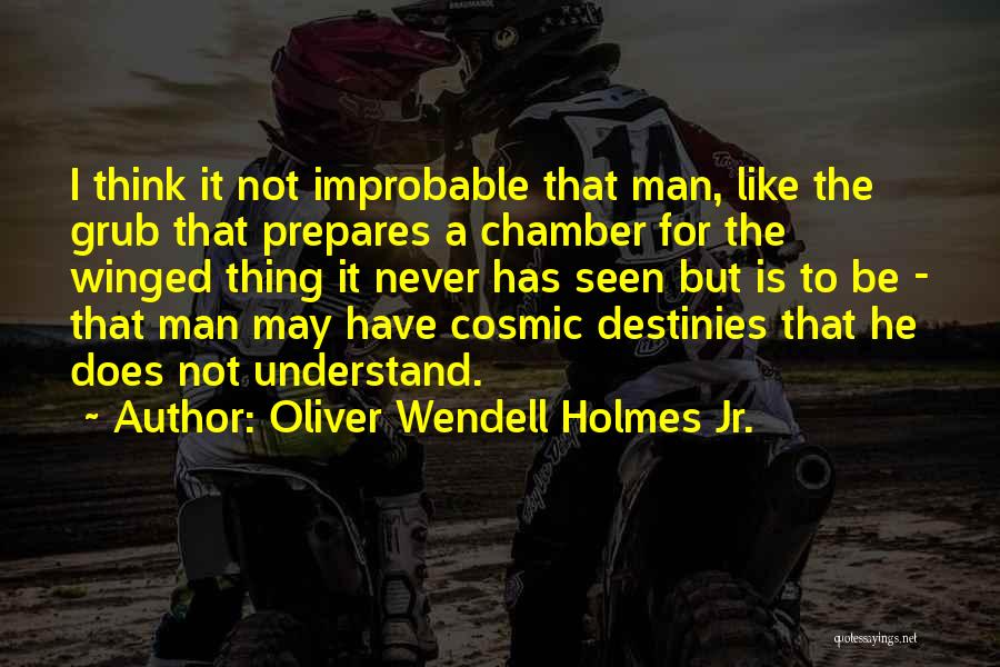 Oliver Wendell Holmes Jr. Quotes: I Think It Not Improbable That Man, Like The Grub That Prepares A Chamber For The Winged Thing It Never