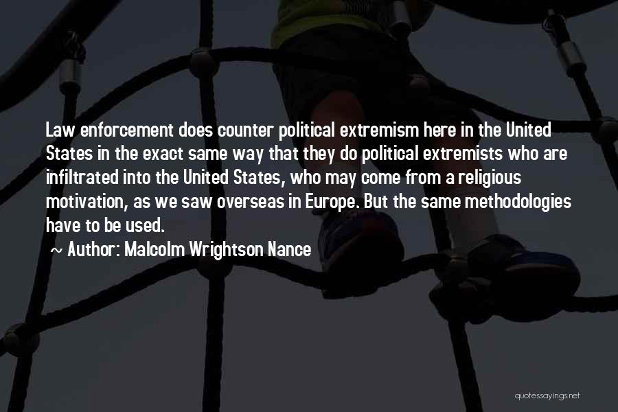 Malcolm Wrightson Nance Quotes: Law Enforcement Does Counter Political Extremism Here In The United States In The Exact Same Way That They Do Political