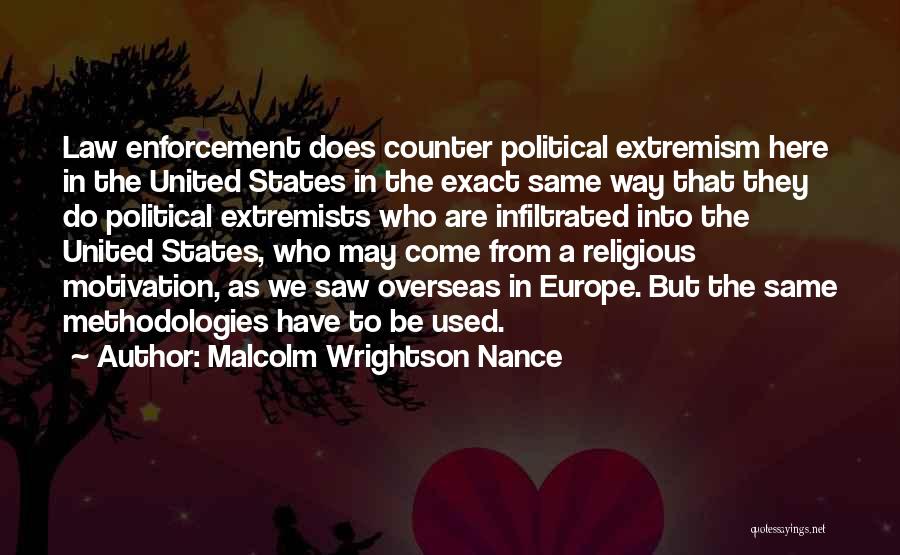 Malcolm Wrightson Nance Quotes: Law Enforcement Does Counter Political Extremism Here In The United States In The Exact Same Way That They Do Political