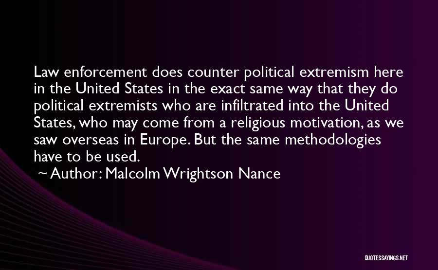 Malcolm Wrightson Nance Quotes: Law Enforcement Does Counter Political Extremism Here In The United States In The Exact Same Way That They Do Political