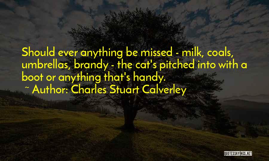 Charles Stuart Calverley Quotes: Should Ever Anything Be Missed - Milk, Coals, Umbrellas, Brandy - The Cat's Pitched Into With A Boot Or Anything