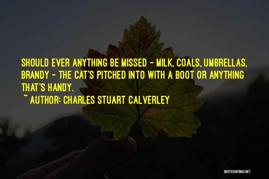 Charles Stuart Calverley Quotes: Should Ever Anything Be Missed - Milk, Coals, Umbrellas, Brandy - The Cat's Pitched Into With A Boot Or Anything