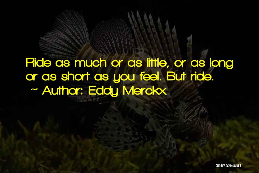 Eddy Merckx Quotes: Ride As Much Or As Little, Or As Long Or As Short As You Feel. But Ride.