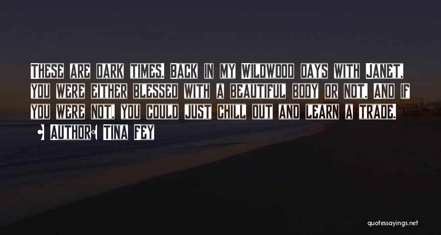 Tina Fey Quotes: These Are Dark Times. Back In My Wildwood Days With Janet, You Were Either Blessed With A Beautiful Body Or