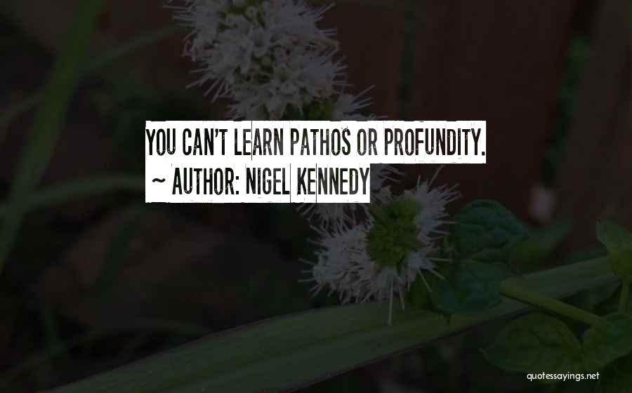 Nigel Kennedy Quotes: You Can't Learn Pathos Or Profundity.