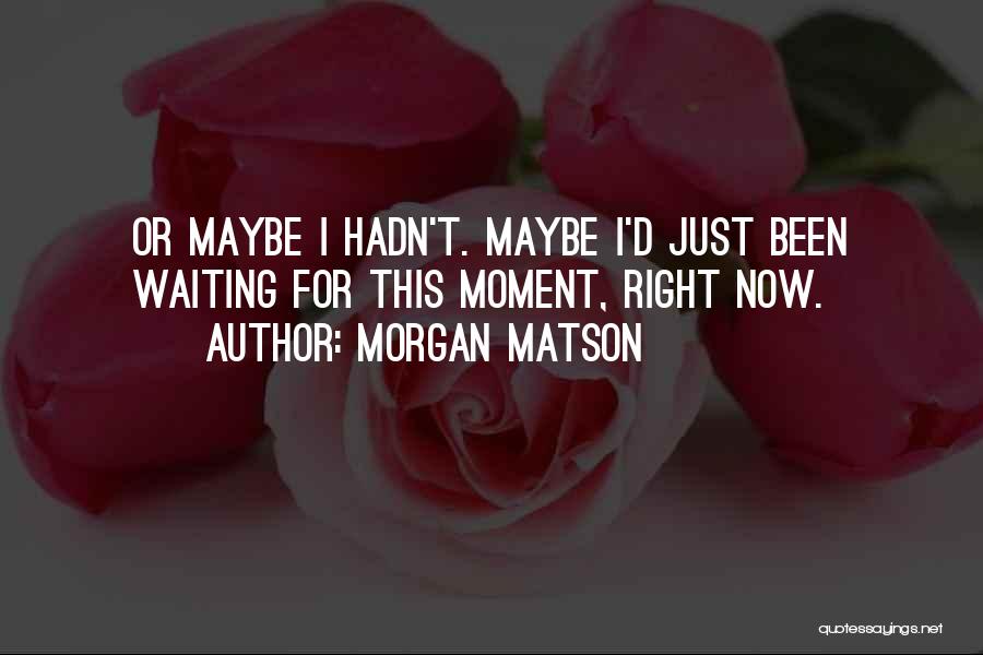 Morgan Matson Quotes: Or Maybe I Hadn't. Maybe I'd Just Been Waiting For This Moment, Right Now.