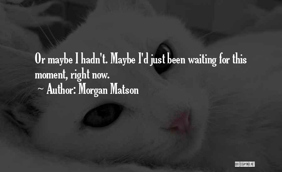 Morgan Matson Quotes: Or Maybe I Hadn't. Maybe I'd Just Been Waiting For This Moment, Right Now.