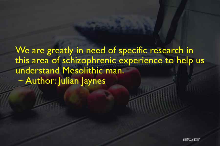 Julian Jaynes Quotes: We Are Greatly In Need Of Specific Research In This Area Of Schizophrenic Experience To Help Us Understand Mesolithic Man.