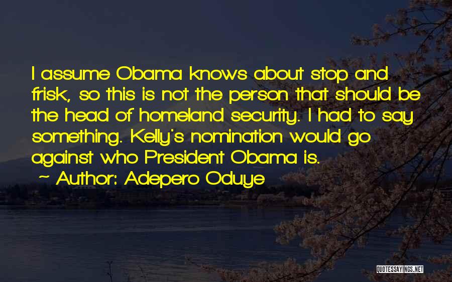 Adepero Oduye Quotes: I Assume Obama Knows About Stop And Frisk, So This Is Not The Person That Should Be The Head Of