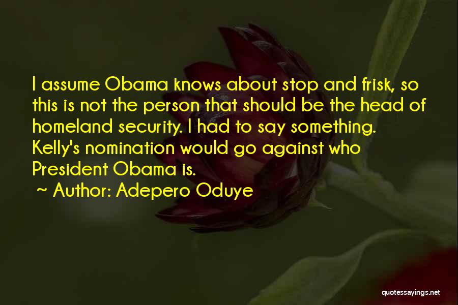 Adepero Oduye Quotes: I Assume Obama Knows About Stop And Frisk, So This Is Not The Person That Should Be The Head Of