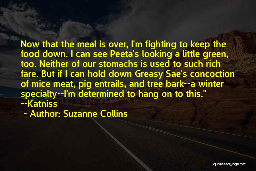 Suzanne Collins Quotes: Now That The Meal Is Over, I'm Fighting To Keep The Food Down. I Can See Peeta's Looking A Little