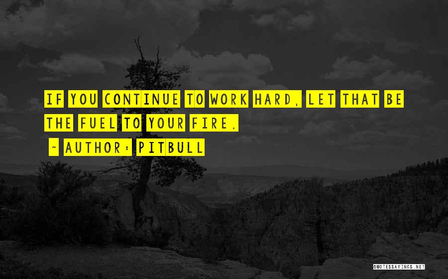 Pitbull Quotes: If You Continue To Work Hard, Let That Be The Fuel To Your Fire.