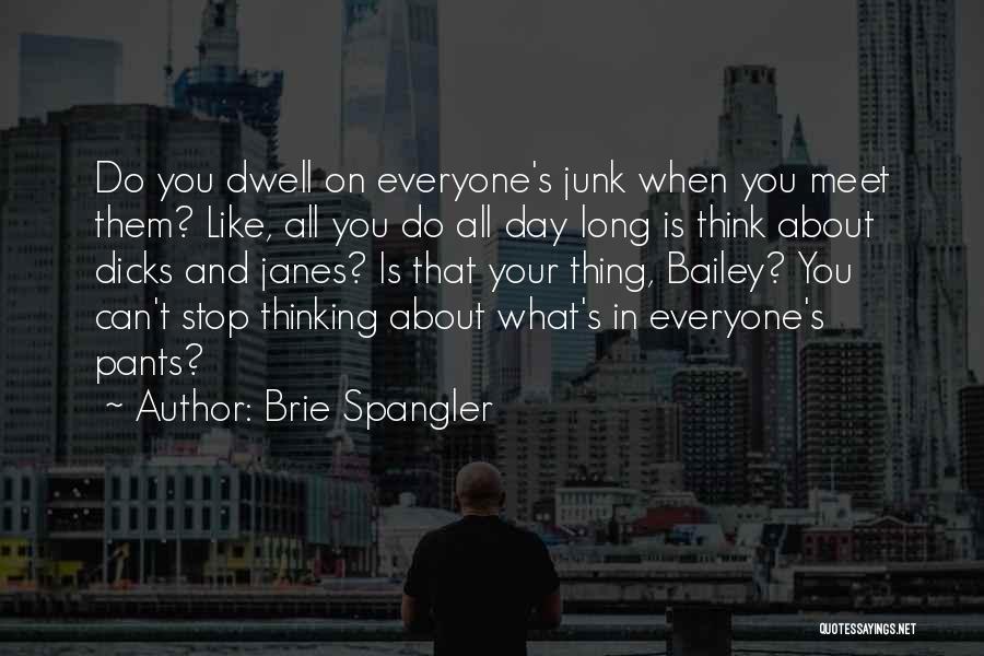 Brie Spangler Quotes: Do You Dwell On Everyone's Junk When You Meet Them? Like, All You Do All Day Long Is Think About