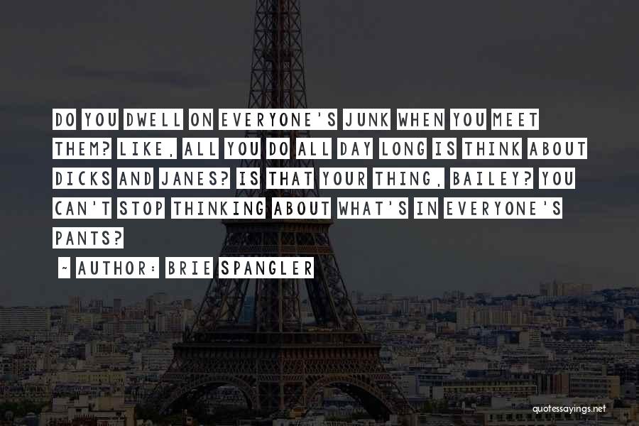 Brie Spangler Quotes: Do You Dwell On Everyone's Junk When You Meet Them? Like, All You Do All Day Long Is Think About