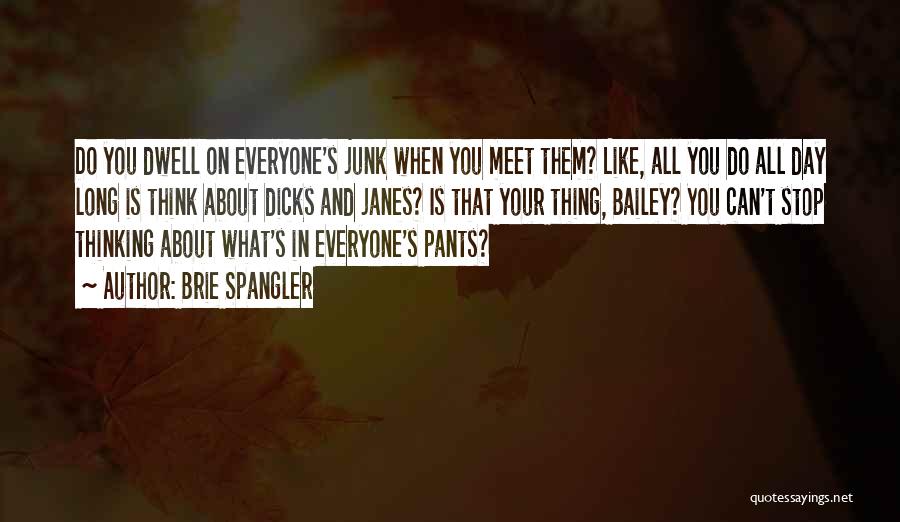 Brie Spangler Quotes: Do You Dwell On Everyone's Junk When You Meet Them? Like, All You Do All Day Long Is Think About