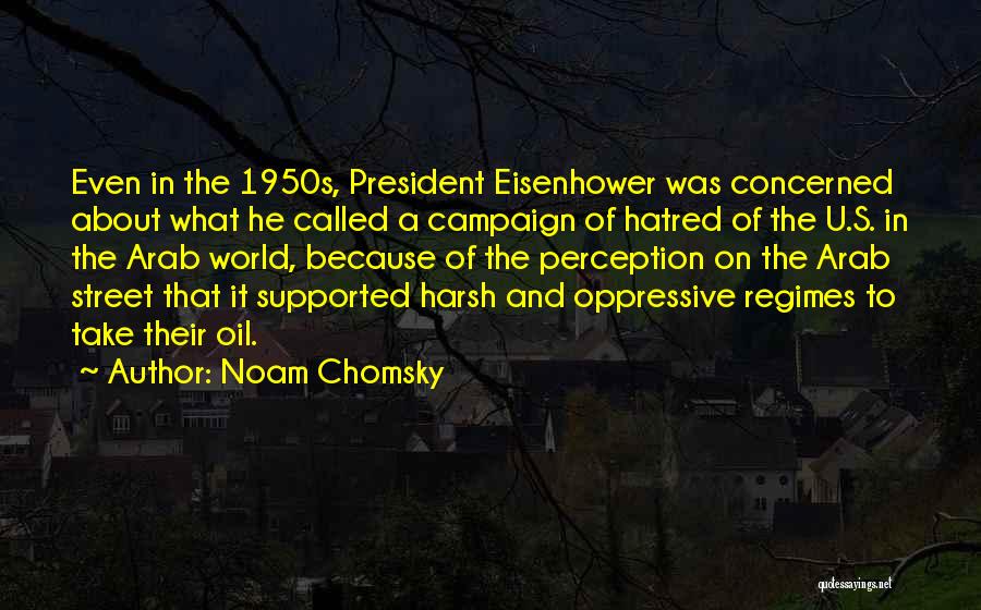 Noam Chomsky Quotes: Even In The 1950s, President Eisenhower Was Concerned About What He Called A Campaign Of Hatred Of The U.s. In